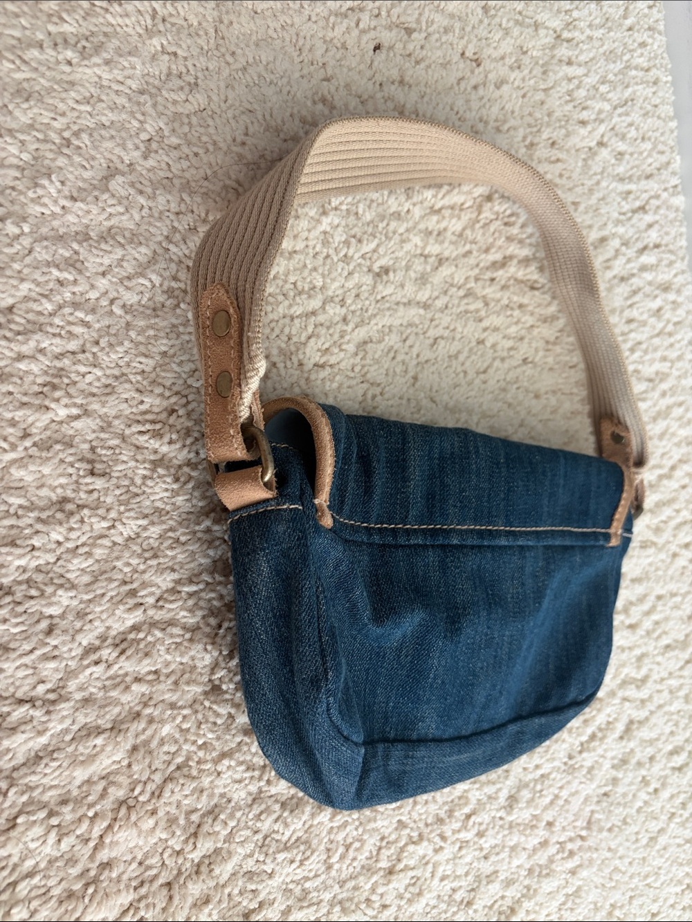 Denim Shoulder Bag with Contrast Trim - Picture 9 of 9